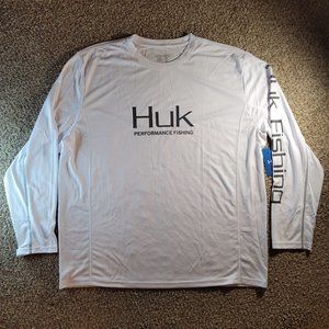 Huk Icon X Solid Long Sleeve Fishing Shirt Men's Size XXL White H1200138